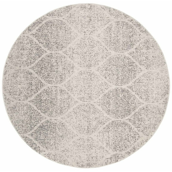 SAFAVIEH Madison Leighton Geometric Area Rug, Ivory/Silver, 4' x 4' Round