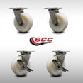 thumbnail image 2 of 6 Inch 316 Stainless Steel Nylon Swivel Caster Set w/Roller Bearings 2 Brake SCC, 2 of 2