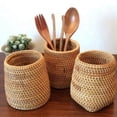 thumbnail image 4 of 2 Pcs Rattan Chopsticks Tube Shovel Spoons Bucket Dinner Knives Forks Tableware Storage Box Home Storage Baskets, C & B, 4 of 8