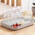 thumbnail image 4 of Bandeja de plástico de doble capa para frutas, ideal para el hogar, para tazas de agua y té, rectangular antideslizante, con diseño de drenaje, plegable y portátil, de plástico de dos, 4 of 6