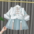 thumbnail image 2 of Ruyang Toddler Baby Traditional Cheongsam Velvet Dress &Coat Outfits Chinese Calendar New Year Long Sleeve Clothing 2pc, 2 of 8