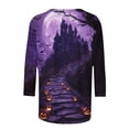 thumbnail image 5 of ersvoioy Halloween Shirts for Women Crewneck 3/4 Sleeve with Graphic Print Fall Halloween Oversized Lightweight Soft Cotton Comfortable Tee Purple L, 5 of 5