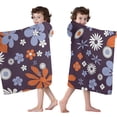 thumbnail image 4 of Darkpurple Daisy Flower Orange Petals Pattern Hooded Bath Towel，50"x30" for Ages 3 To 12 Kids, Quick Dry Lightweight Soft Microfiber Hood Beach Towel Cover Up for Kids, 4 of 7