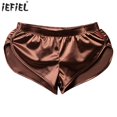 thumbnail image 2 of Traje de baño para hombre, pantalones cortos de satén con abertura lateral, calzoncillos tipo bóxer con bolsa abultada incorporada, pantalones de pijama con cintura elástica, ropa de estar por casa, 2 of 5