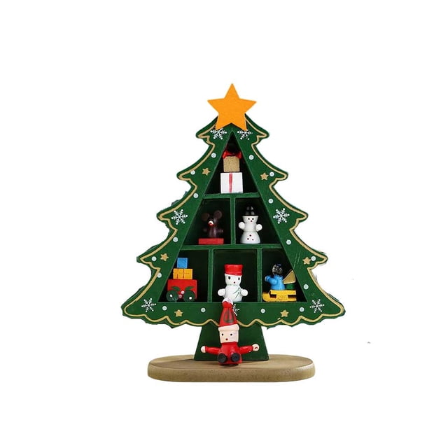 Injueey Adorno de árbol de Navidad, marco hecho a mano para niños, adornos de madera, llamativa, decoración del hogar, ventana, fiesta, Kits de decoración para fiestas Verde Injueey HA068048-02B