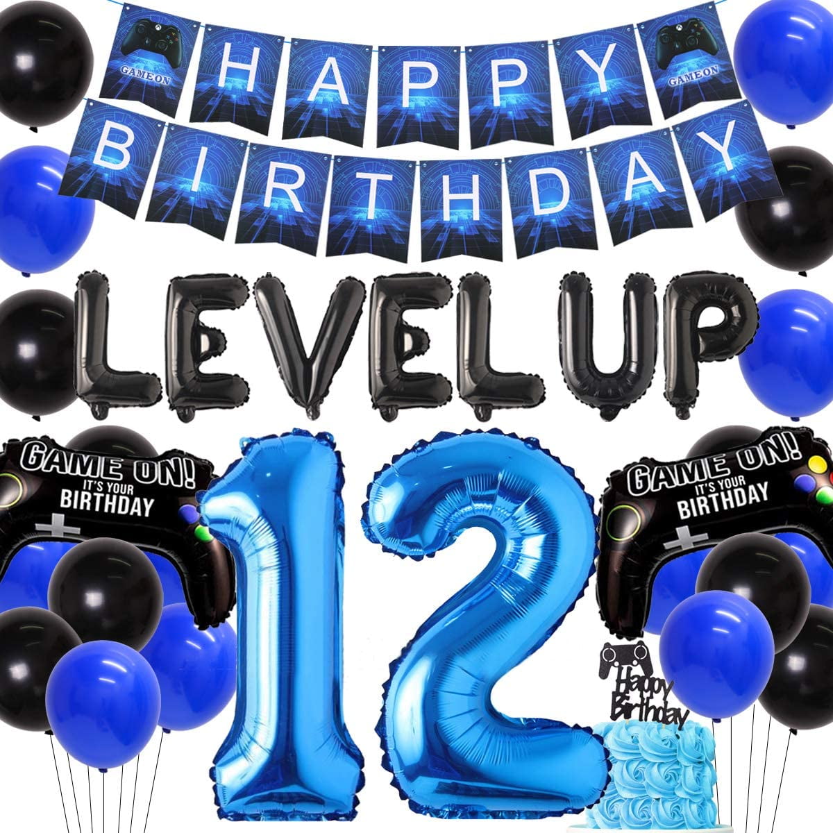 Video Game 12th Birthday Party Decorations Blue 12 Years Old Birthday 