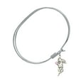 thumbnail image 2 of 7 inch Oval Eye Hook Bangle Bracelet w/ Guardian Angel medal charm w/ Rose Swarovski Crystal, 2 of 3