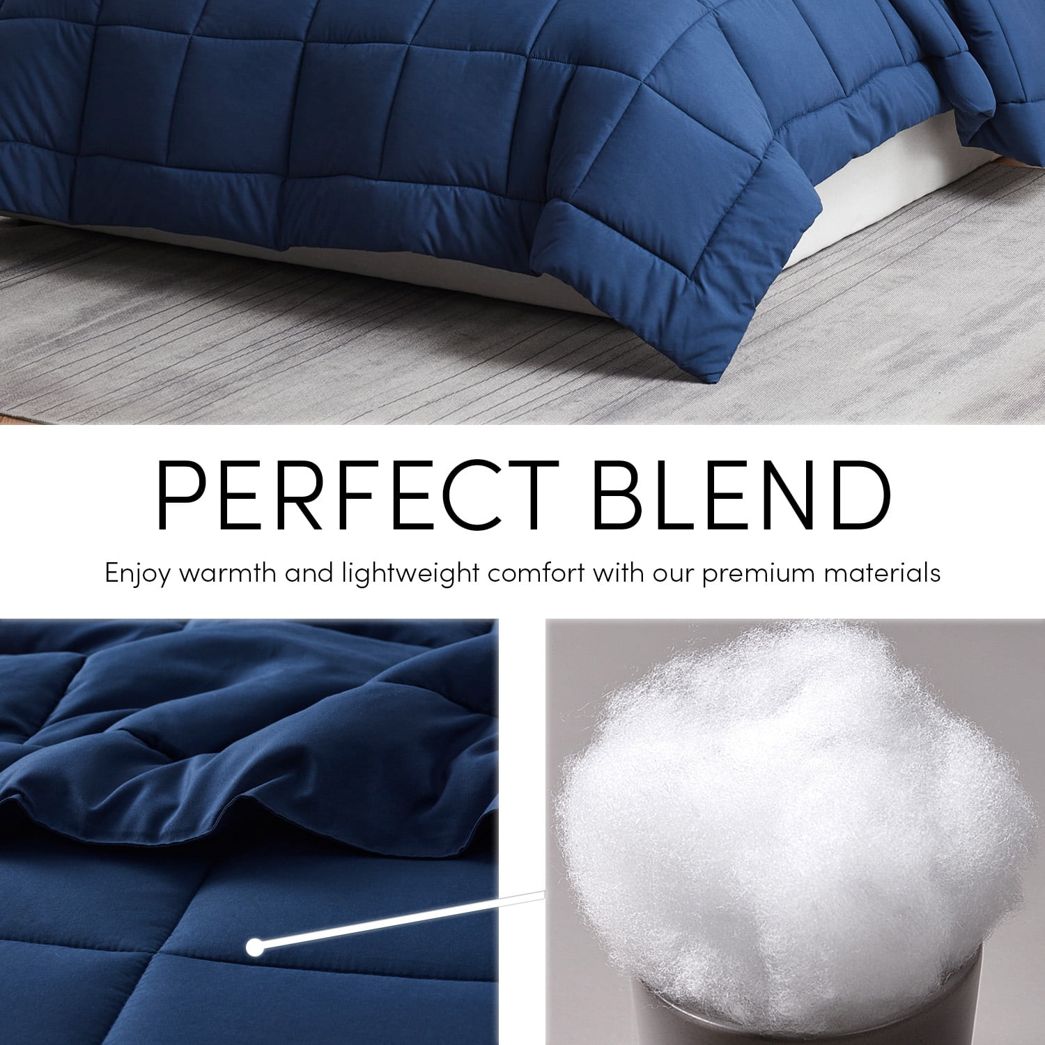 Nestl Queen Comforter, Quilted Down Alternative Bedding Duvet Insert, Navy