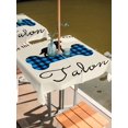 thumbnail image 2 of Outdoor Tablecloth with Umbrella Hole for Patio/Picnic/Party/Camping, Blue Black Buffalo Checkered Waterproof Table Cloth Square Cover Washable, Bones Cute Dogs Pets (60"x 60"), 2 of 8