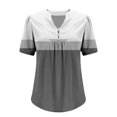 thumbnail image 6 of Summer Short Sleeve Henley Shirts For Women V-neck Plus Size Color block Loose Flowy Casual Tops T-shirt Black Color Size M Pullover Blouse, 6 of 6