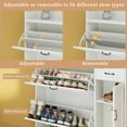 thumbnail image 3 of Shoe Storage Cabinet with 2 Flip Drawers & Side Cabinet & Drawer, Freestanding Shoe Organizer with Adjustable Shelves, Shoe Cabinet Storage for Entryway, Hallway, Living Room, White, 3 of 6