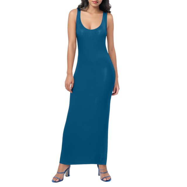 JFHHQ Robe Décontractée pour Femmes, Élégante, Couleur Unie, Longue Jupe, Mode Quotidienne, m, Marine