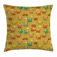 thumbnail image 1 of Crabs Decor Throw Pillow Cushion Cover, Sea Theme Cartoon Style Illustration of Cute Crabs Stars and Shells Pattern, Decorative Square Accent Pillow Case, 16 X 16 Inches, Light Coffee, by Ambesonne, 1 of 2