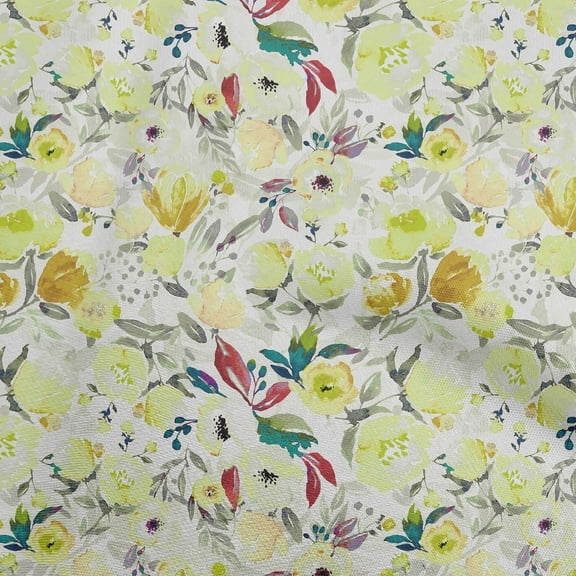 oneOone Silk Tabby Yellow Fabric Floral Sewing Material Print Fabric By The Yard 42 Inch Wide-3P