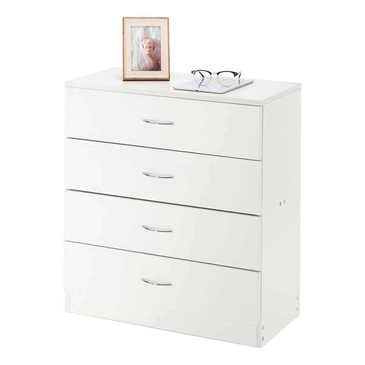 YDLW 4 Drawer Dresser for Bedroom, White Wooden Chest of Drawers, Modern 4 Drawer Chest Storage Dresser for Closet, Living Room, Hallway