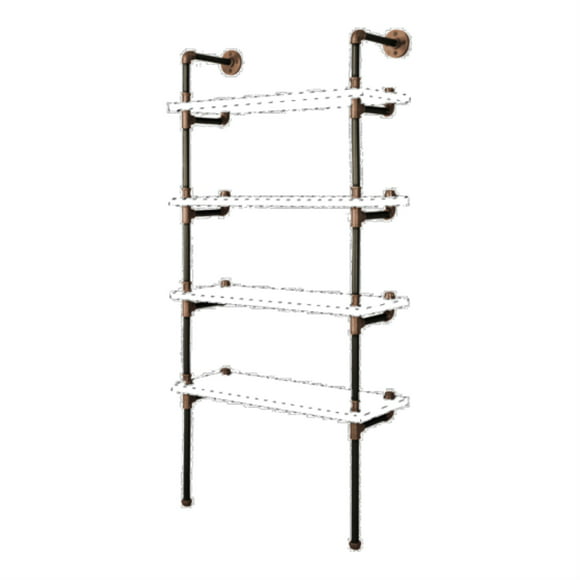 Pipe Bookcase, Carl Iron Pipe Wall Mount Ladder Bookcase