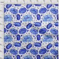 thumbnail image 4 of oneOone Polyester Spandex Blue Fabric Floral Fabric For Sewing Printed Craft Fabric By The Yard 56 Inch Wide, 4 of 4