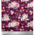 thumbnail image 1 of Soimoi Poly Georgette Fabric Leaves,Periwinkle & Peony Floral Decor Fabric Printed Yard 52 Inch Wide, 1 of 1