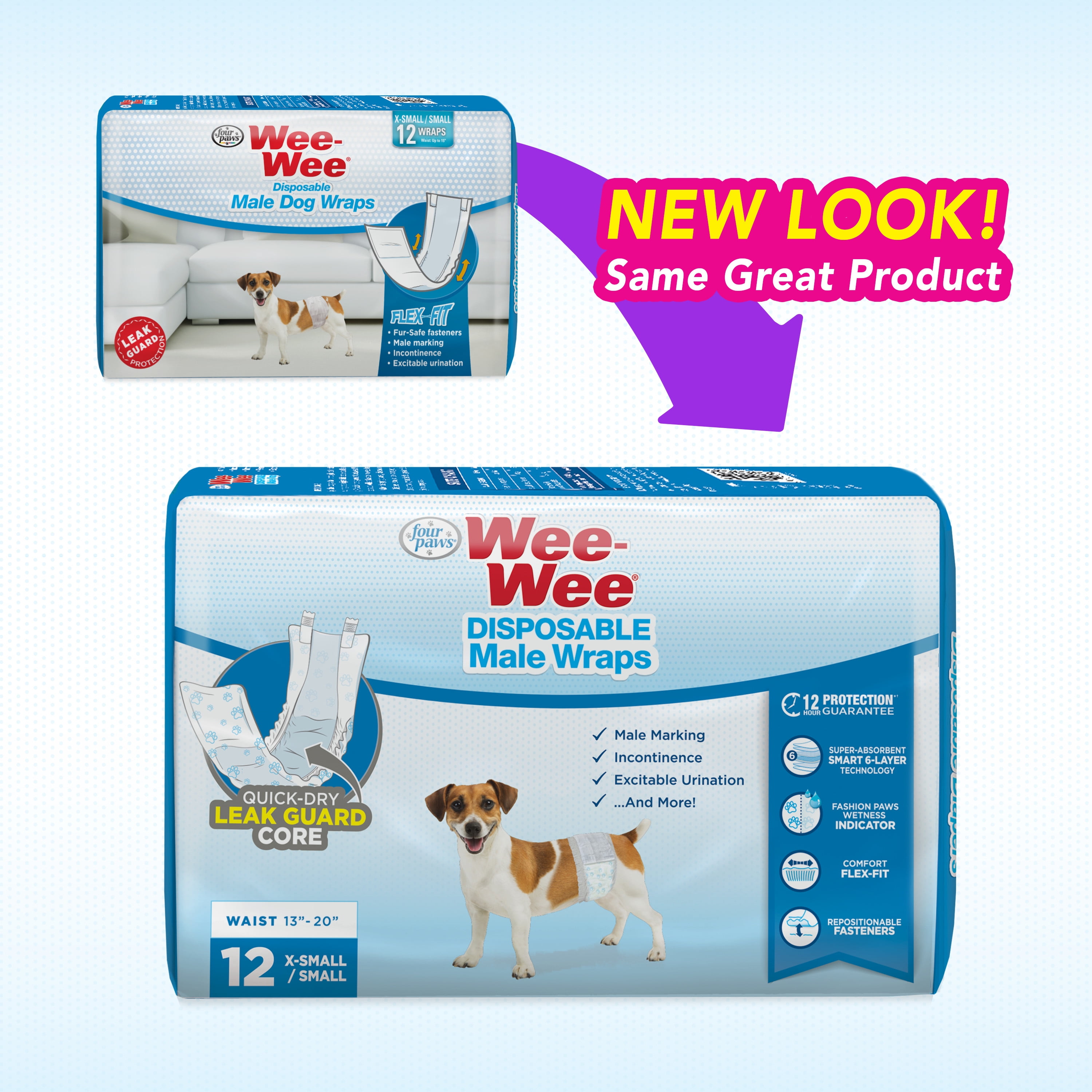  Wiki Wags Disposable Dog Wraps  Leak Proof Dog Diaper for  Male Marking and Incontinence, Small : Pet Diapers : Pet Supplies