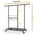 thumbnail image 5 of HOKEEPER 460lbs Clothing Garment Rack Rolling Clothes Rack with Wheels for Hanging Clothes Commercial Grade Adjustable Black, 5 of 9