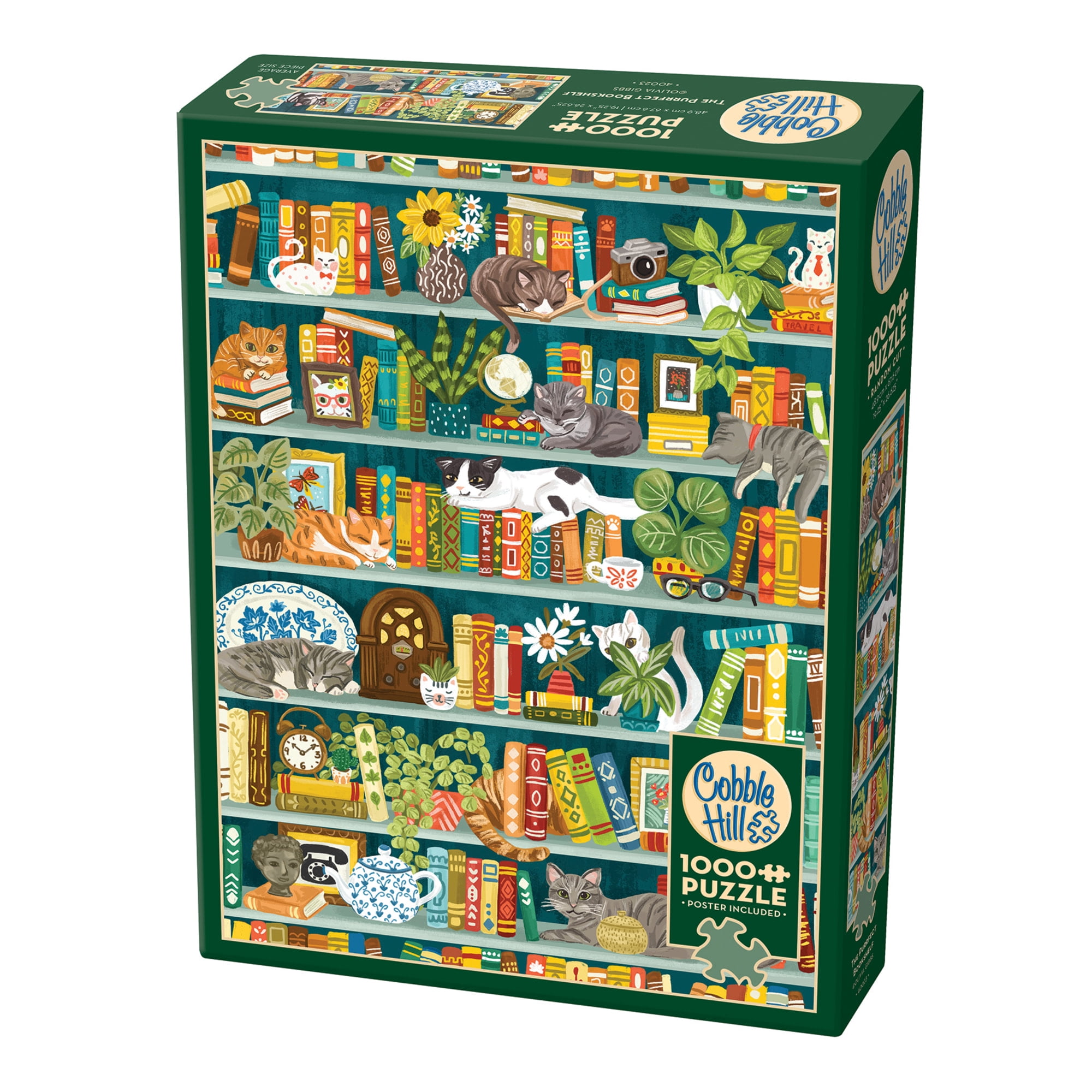 Cobble Hill 1000 Piece Puzzle The Purrfect Bookshelf Reference