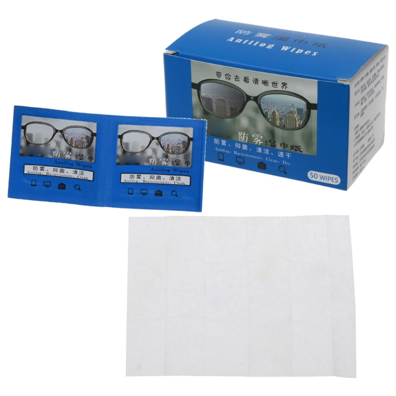 BINYOU 50Pcs AntiFog Wipes for Glasses Premoistened Antifog Lens Wipe