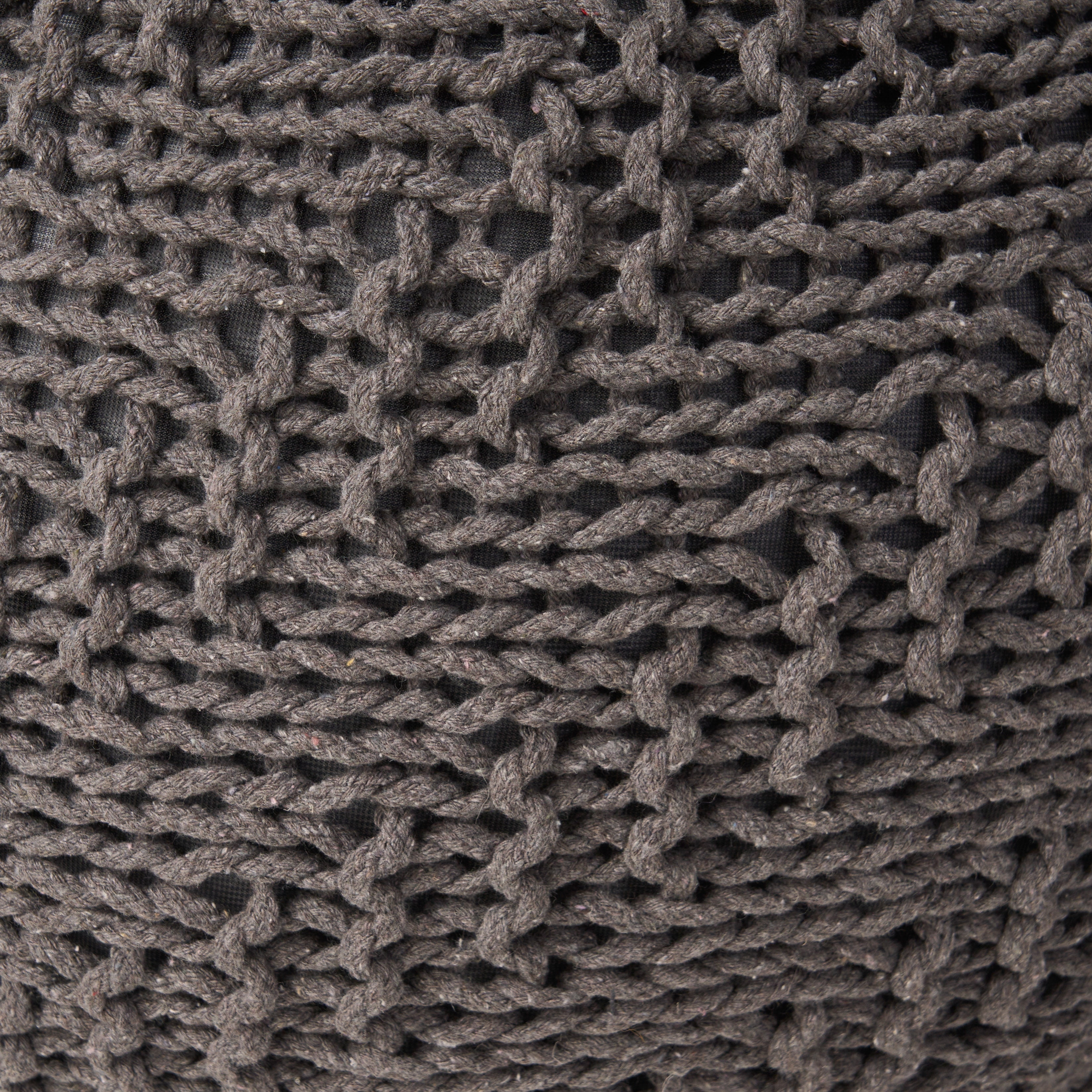 Statham Cotton Knitted Round Pouf, Dark Gray, 20" x 14"