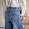 thumbnail image 4 of Wide Leg Jeans for Women Mid Waist Baggy Decor Denim Washed Pants Blue XL, 4 of 7