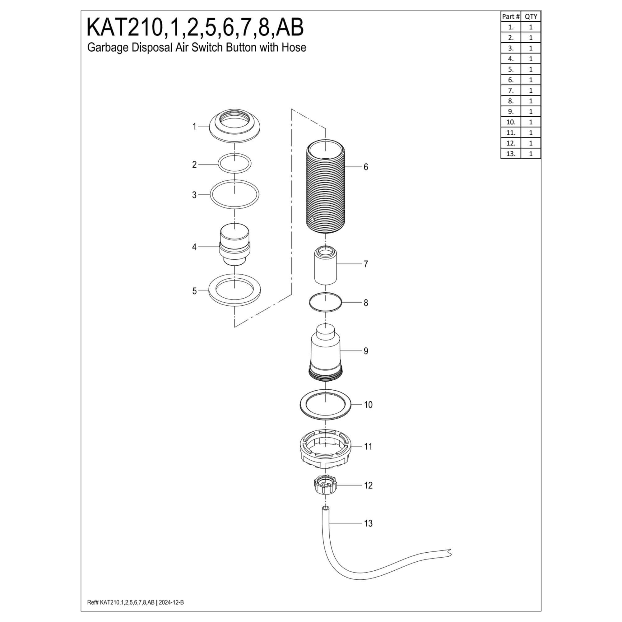 Kingston Brass KAT215 Trimscape Garbage Disposal Air Switch Button in Oil Rubbed Bronze
