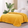 thumbnail image 5 of Exclusivo Mezcla King Size Soft Fleece Blanket, 90"x104" Stylish Jacquard Velvet Blanket for Bed, Cozy Soft Lightweight for All Season, Mustard Yellow, 5 of 9
