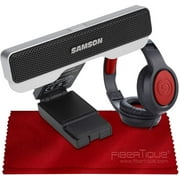 Samson Go Mic Connect Portable Stereo USB Microphone W/Focused Pattern Technology For Computer Recording & Digital Communication + SR360 Dynamic Stereo Headphones & Fibertique Cleaning Cloth