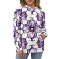 thumbnail image 3 of POBUDS Hoodie, Regular Fit Sporty Pullover Hooded Sweatshirt for Men Women Purple Flower 2XL, 3 of 6