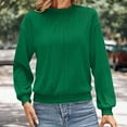 thumbnail image 3 of Dxzfnsa Womens Tops Trendy Dressy Casual Long Sleeve Shirts Crewneck Basic T Shirts Solid Loose Textured Outfits Blouses, 3 of 6