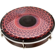 REMO Tablatone Frame Drum, Tunable, SKYNDEEPÂ® Clear Tone P3 Drumhead, 'Red Radial Flare' Graphic, Tablatone Dot, 8" x 2", Antique Brown And White Finish