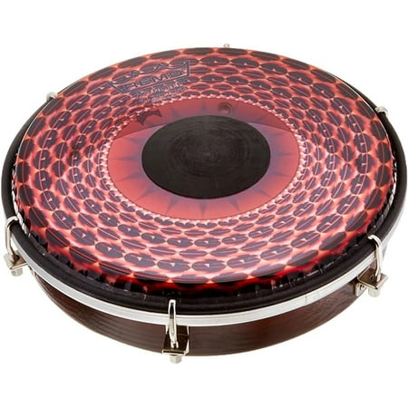 REMO Tablatone Frame Drum, Tunable, SKYNDEEPÂ® Clear Tone P3 Drumhead, 'Red Radial Flare' Graphic, Tablatone Dot, 8" x 2", Antique Brown And White Finish