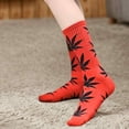 thumbnail image 6 of Couver Unisex Weed Leaf Printed Marijuana Mid-Calf Crew Socks (Black/Green/White), 6 of 7