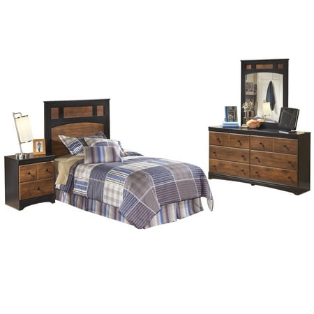 Ashley Furniture Aimwell 4 Pc Full Panel Headboard Bedroom Set Dark Brown