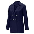 thumbnail image 5 of ITSAME Womens Plus Size Blazer, Double Breasted Long Sleeve Solid Color Lapel Fitted Slim Suit Jacket Purple 5XL, 5 of 6