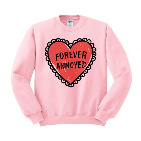 Forever Annoyed Heart Crewneck Sweatshirt 2X-Large Pink