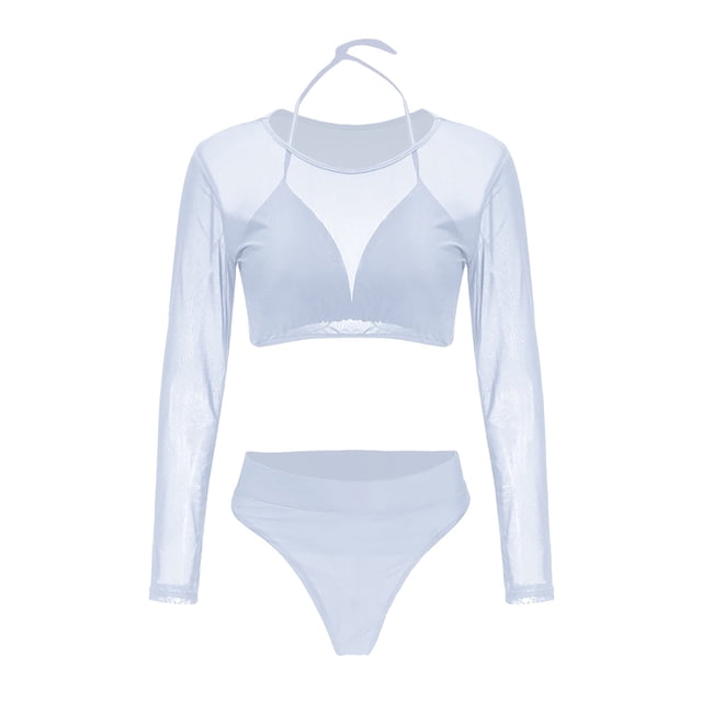 Fvwitlyh Swimming Suit For Women Women'S Summer Mesh Suspender Bikini Briefs Mesh Smock Three Piece Set