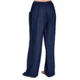 thumbnail image 4 of LUXUR Ladies Leggings Solid Color Bottoms Pockets Yoga Pants Long Jeggings Drawstring Trousers Light Blue 4XL, 4 of 7