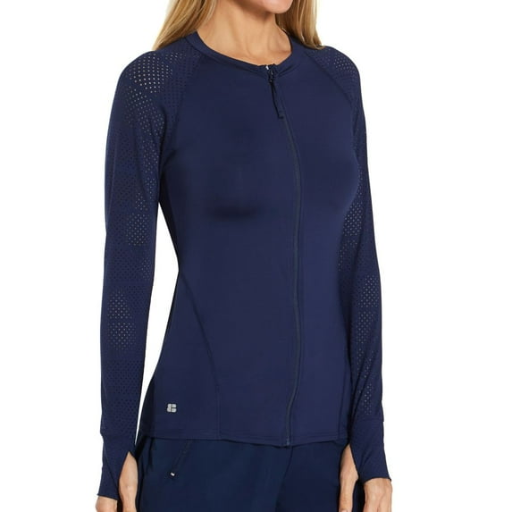 Women's Beach House H47646 Beach Solids Ava Zip Front Rash Guard Swim Top (Admiral S)