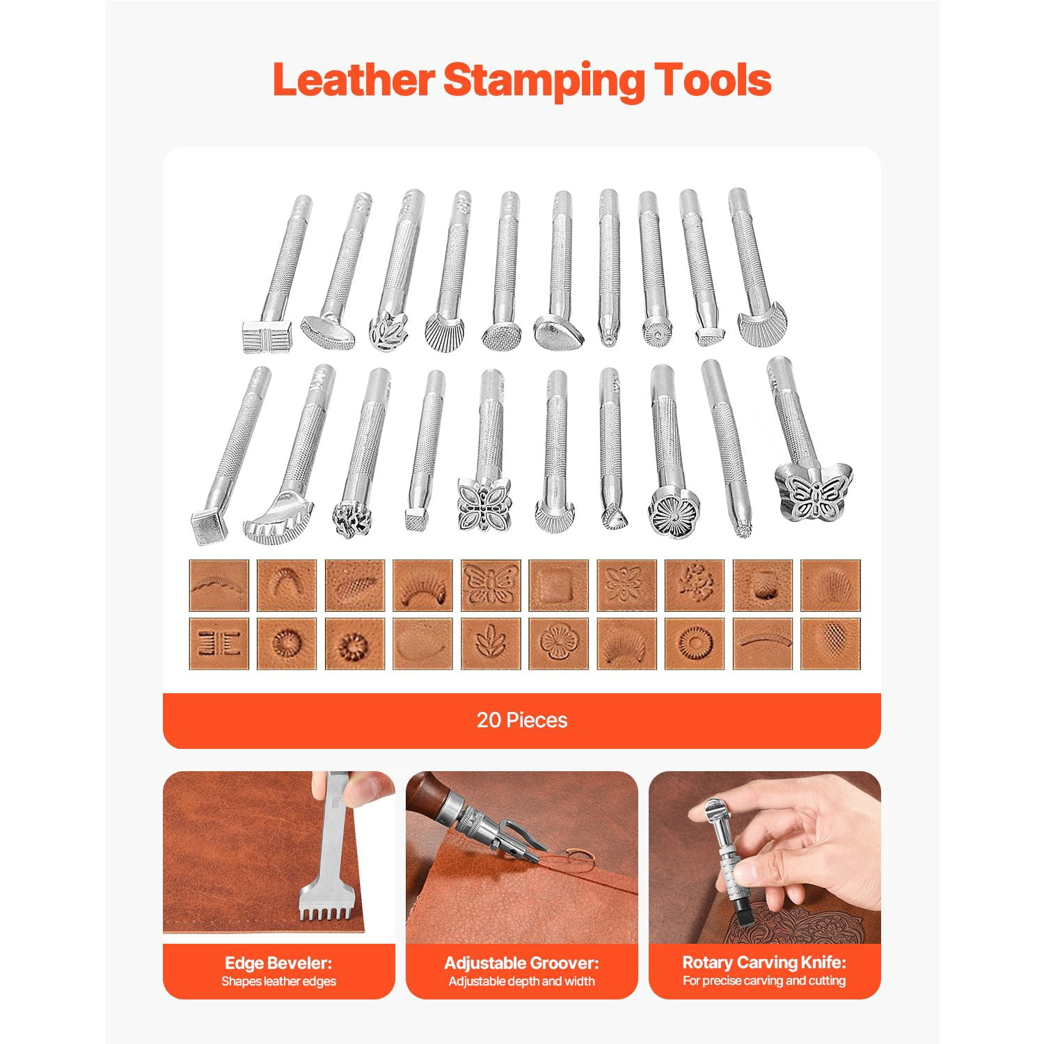 Leather Working Tools Kit, 92 PCS Leather Craft Tools with Portable Leather Storage Bag, Engraving Punching Sewing Stamping Sanding Tools, Ideal for Beginners DIY Enthusiasts and Professionals
