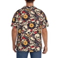 thumbnail image 7 of Balery rock Skull record artist Men's Casual Button Down Shirt Short Sleeve Textured Summer Cuban Beach Shirts-4X-Large, 7 of 7