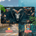 thumbnail image 5 of 1 Pcs 2D Flat License Plate Covers & Frames, Ram Skull with Flowers For Decorative Front, Waterproof For Decoration Aluminum License Plate Covers & Frames Cover For Men Women, 12" X 6", 5 of 7