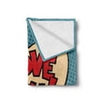 thumbnail image 2 of I Love You Soft Flannel Fleece Throw Blanket, Pop Art Style Retro Comic Strip Love Bubble Cartoon Graphic, Cozy Plush for Indoor and Outdoor Use, 60" x 80", Petrol Blue Red Ivory, by Ambesonne, 2 of 6