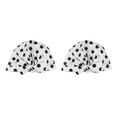thumbnail image 3 of Injueey Ducha Gorros de baño Estampado de flores Impermeable Reutilizable Banda elástica Baño grueso Sombrero largo y corto Barbero Cocina Punto negro Punto negro 2piezas Injueey CBP384661, 3 of 6