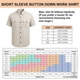 thumbnail image 5 of TOPTIE Men Cotton Short Sleeve Fishing Shirt for Work Travel Dual Button Pockets Retro Work Shirt-Green-XL, 5 of 8