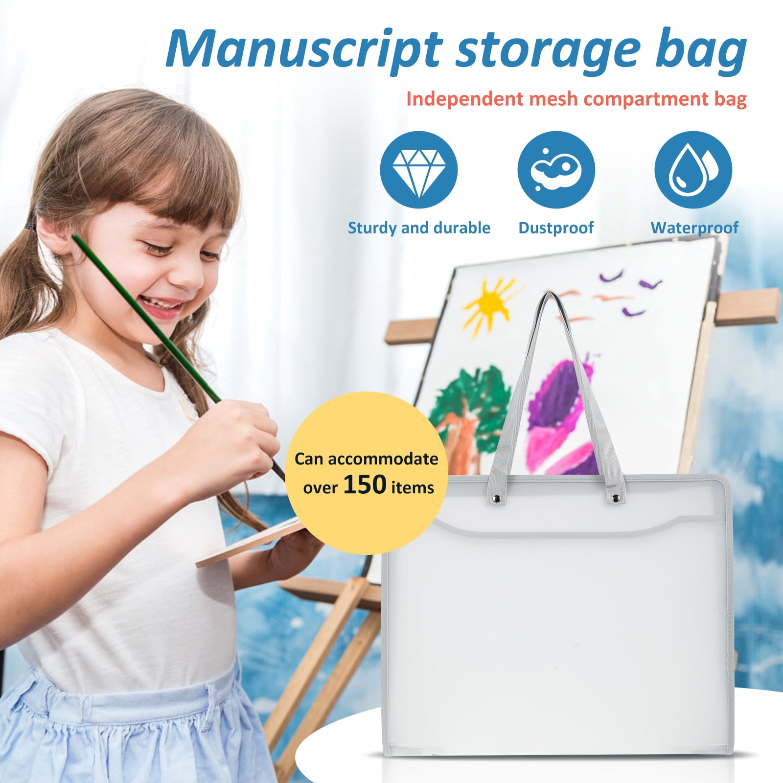 Sac De Rangement Transparent Pour œuvres D’art – 48 X 64 Cm, Fermeture éclair Et Poignée – Idéal Pour Voyages, Camping Et Atelier