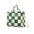 thumbnail image 7 of FORMRS Womens Corduroy Tote Bag Crossbody Shoulder Handbag with Pocket, Green and White Plaid Pattern, 7 of 7